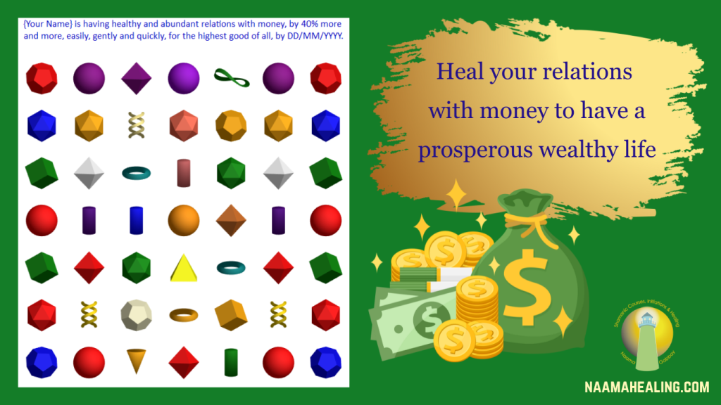 A 49-shape grid about healing relations with money