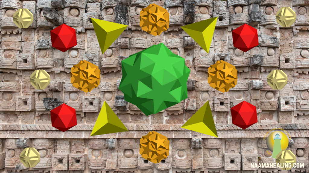 Geometric shapes on the background of Mayan symbols